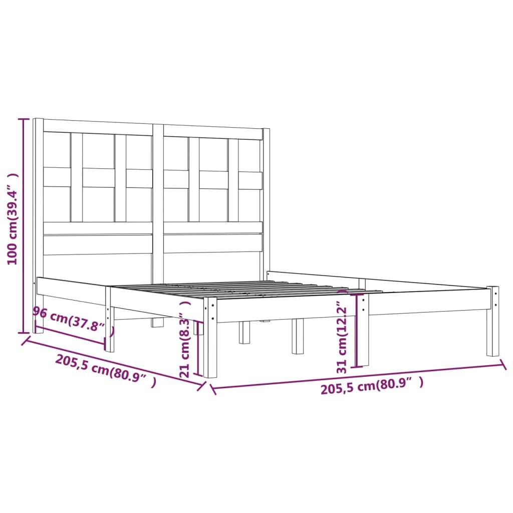 vidaXL Massivholzbett Grau Kiefer 200x200 cm