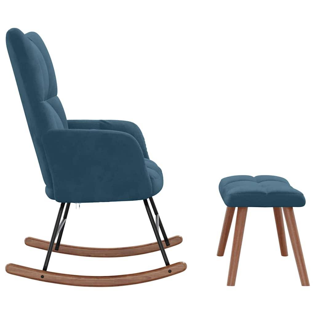 vidaXL Schaukelstuhl mit Hocker Samt Blau