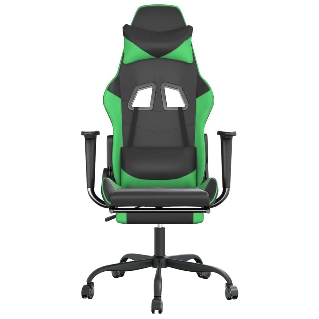 vidaXL Gaming-Stuhl mit Fußstütze Schwarz und Grün Kunstleder