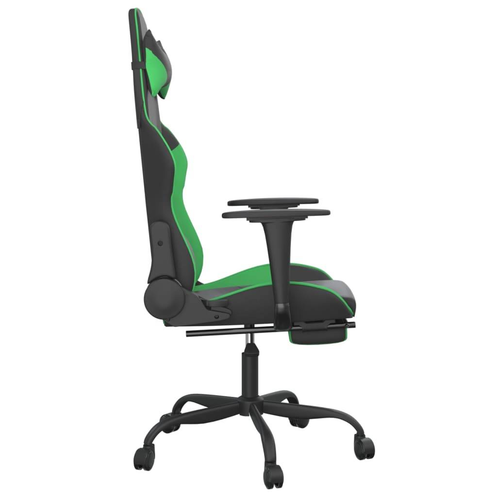 vidaXL Gaming-Stuhl mit Fußstütze Schwarz und Grün Kunstleder