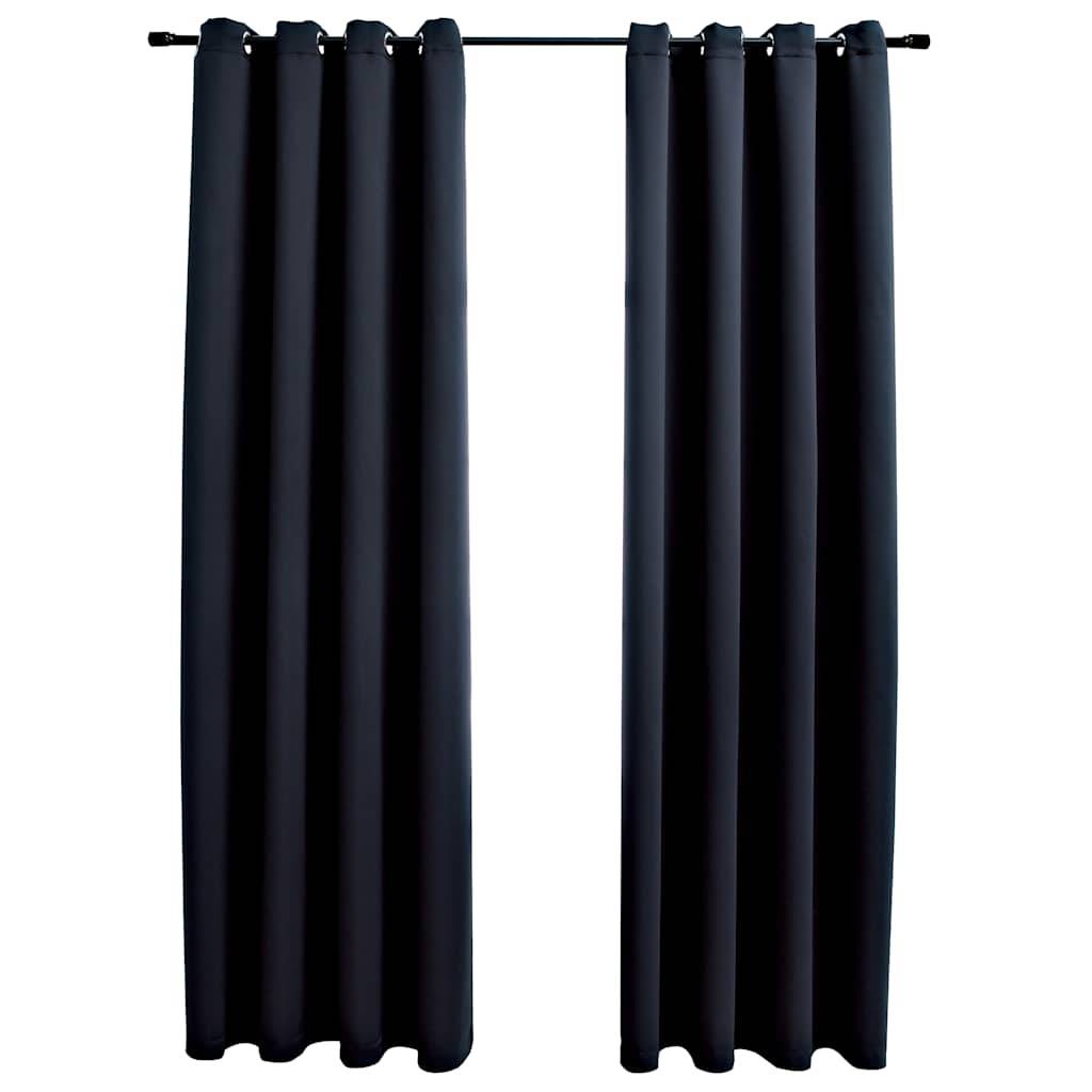 vidaXL Verdunkelungsvorhänge mit Metallösen 2 Stk. Schwarz 140x245 cm