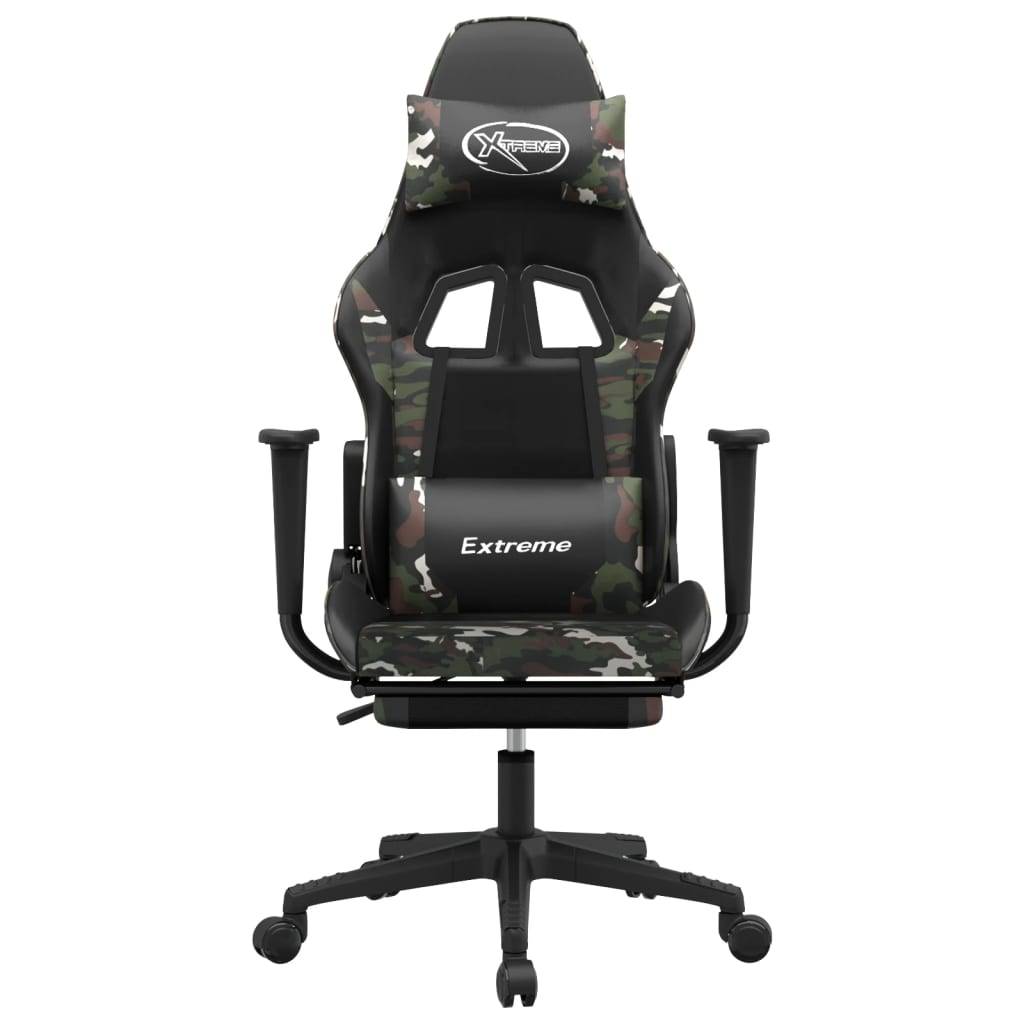vidaXL Gaming-Stuhl mit Fußstütze Schwarz und Tarnfarben Kunstleder