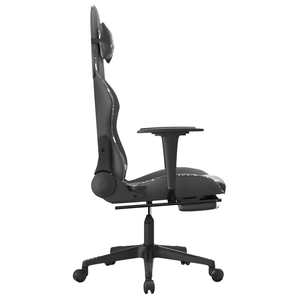 vidaXL Gaming-Stuhl mit Fußstütze Schwarz und Tarnfarben Kunstleder