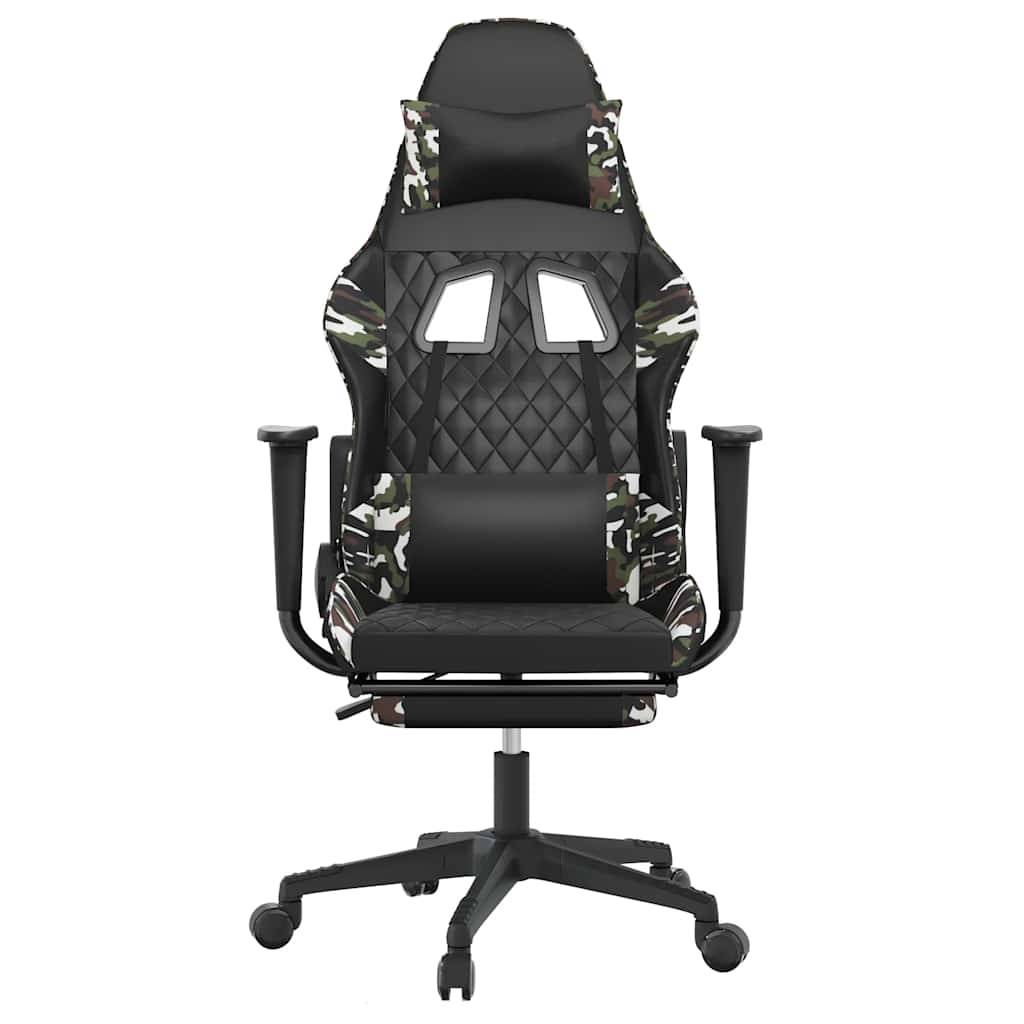 vidaXL Gamingstuhl mit Massage Fußstütze Schwarz Tarnfarben Kunstleder