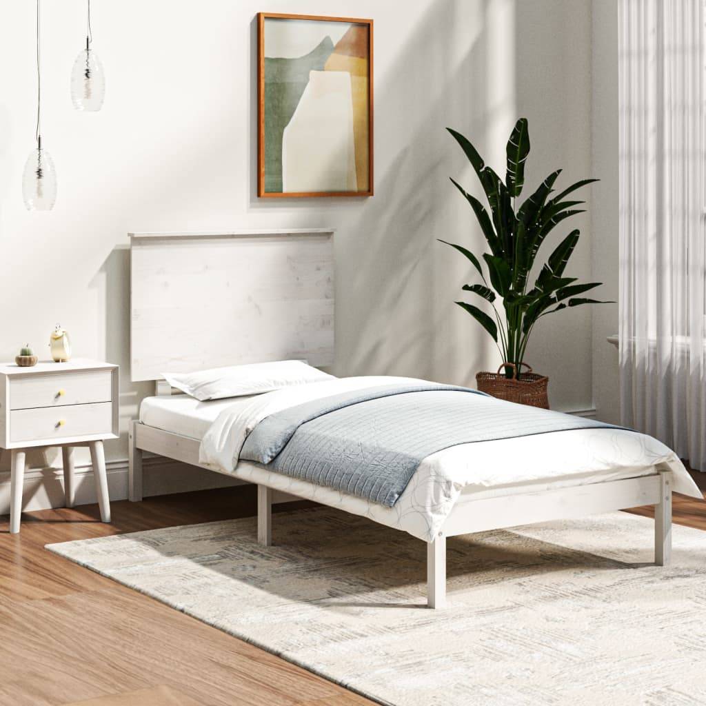 vidaXL Massivholzbett ohne Matratze Weiß 100x200 cm Kiefernholz