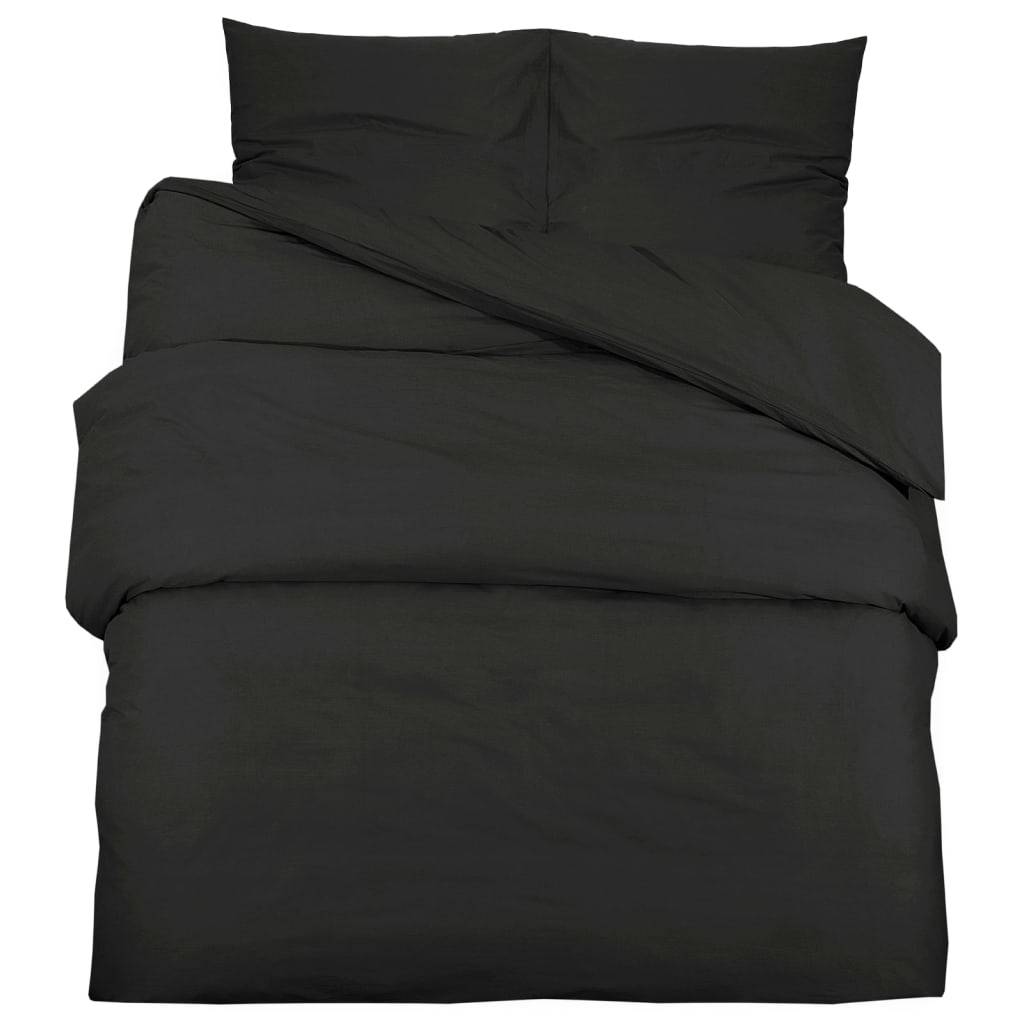 vidaXL Bettwäsche-Set Schwarz 260x240 cm Baumwolle