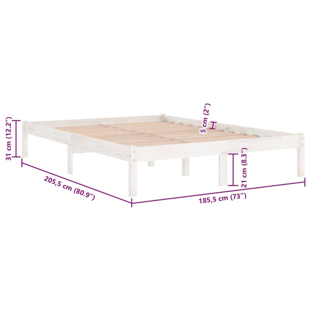 vidaXL Massivholzbett Weiß 180x200 cm