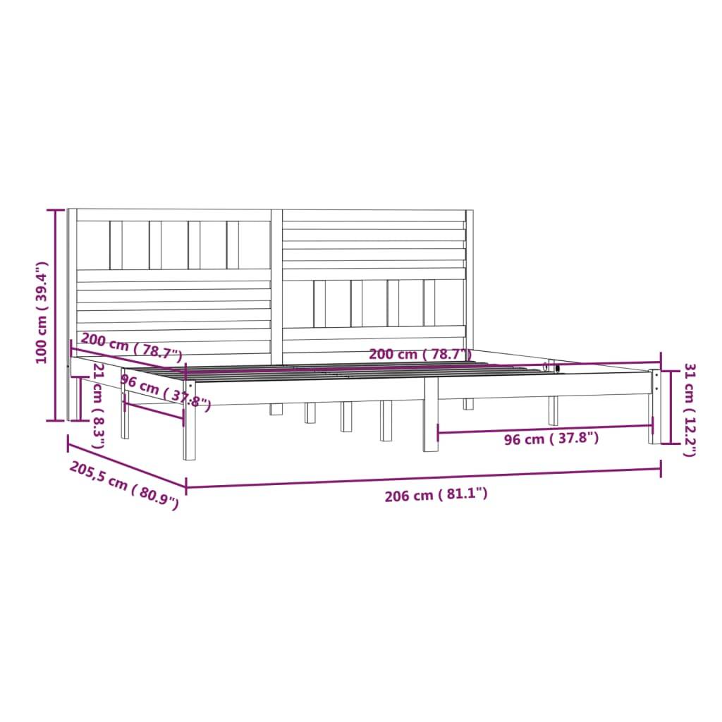 vidaXL Massivholzbett Honigbraun Kiefer 200x200 cm