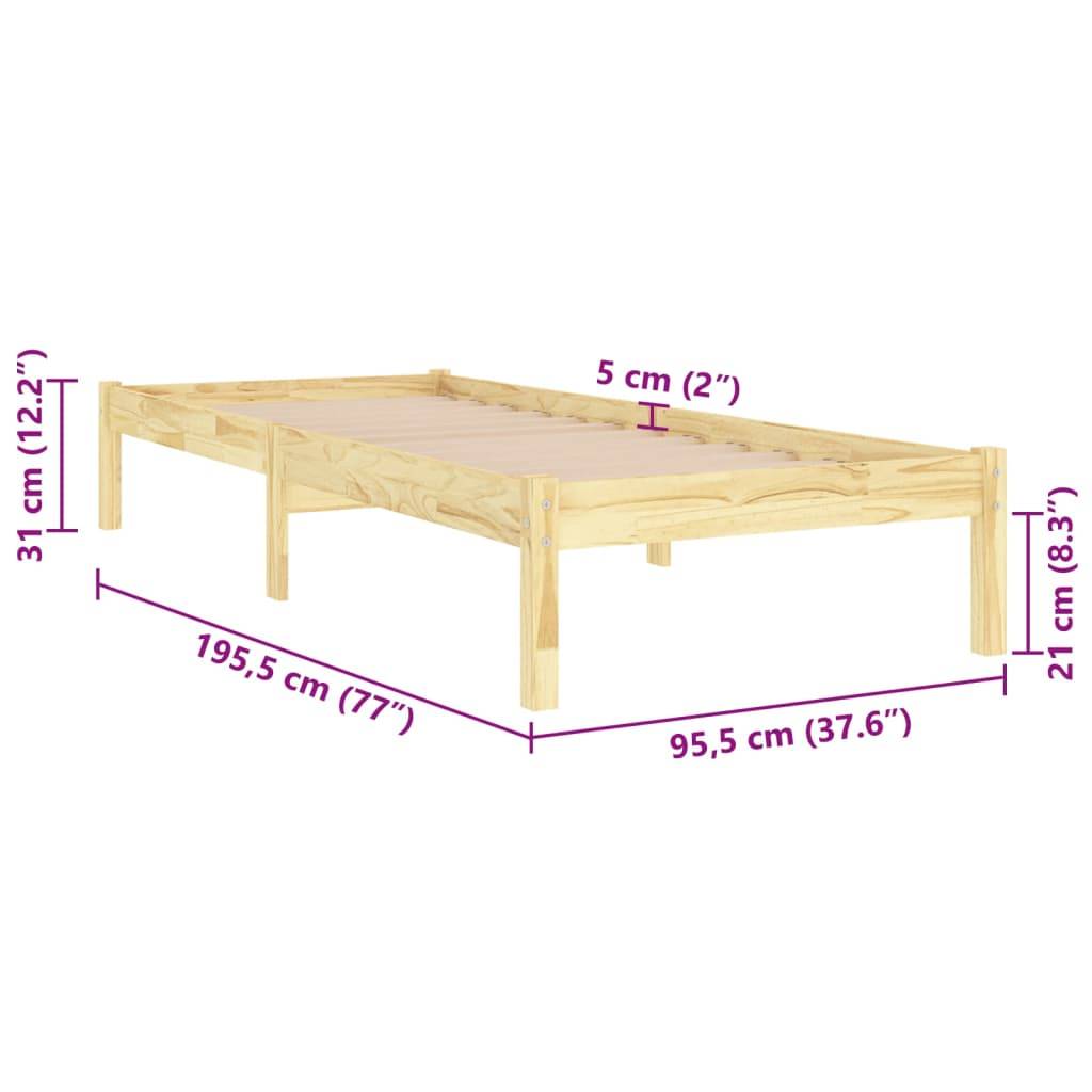 vidaXL Massivholzbett 90x190 cm
