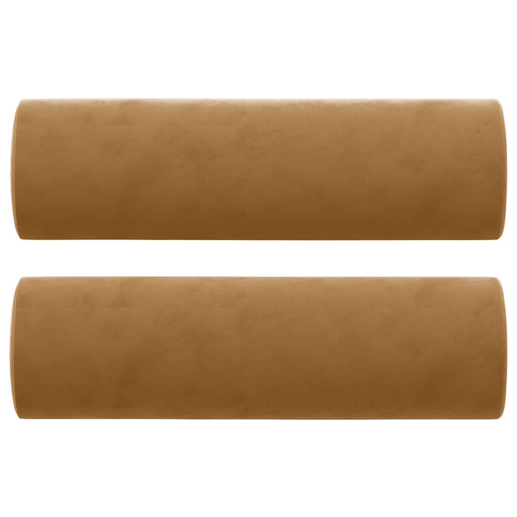 vidaXL Zierkissen 2 Stk. Braun Ø15x50 cm Samt
