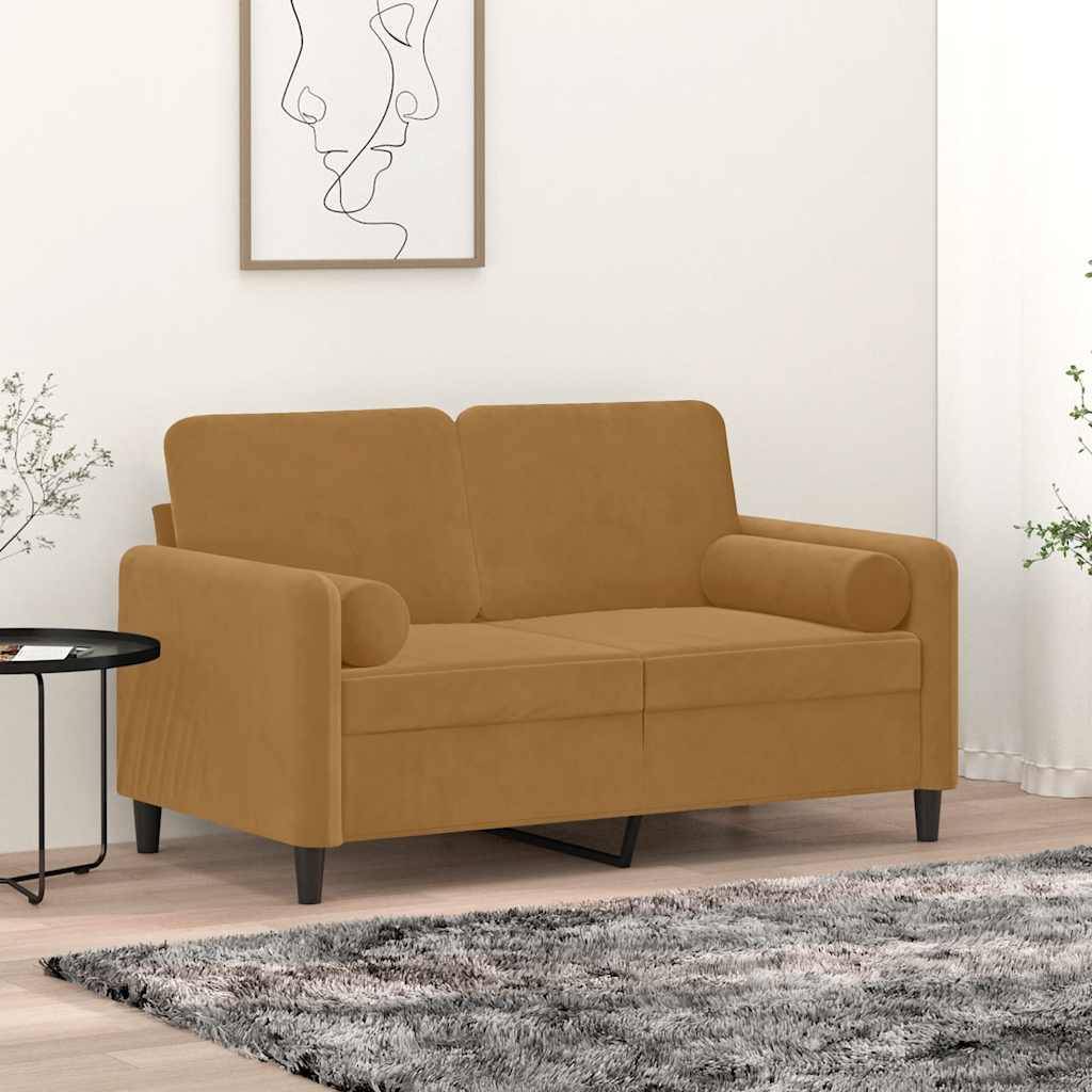 vidaXL Zierkissen 2 Stk. Braun Ø15x50 cm Samt