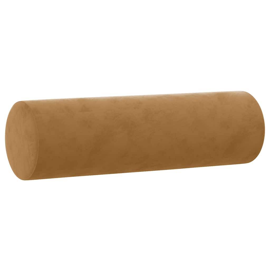 vidaXL Zierkissen 2 Stk. Braun Ø15x50 cm Samt