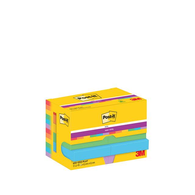 Haftnotiz Super Sticky Notes Playful Collection 47,6x47,6mm 90 Blatt VE=12 Blöcke
