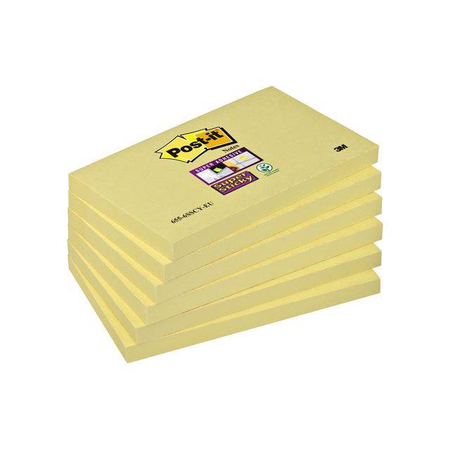 3M - Post-It 655-6SSCY, Rechteck, Gelb, 76 mm, 127 mm, 90 Blätter
