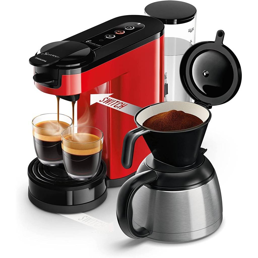 Philips Senseo HD6592/84 - Kombi-Kaffeemaschine - 1 l - Kaffeepad - Gemahlener Kaffee - 1450 W - Schwarz - Rot
