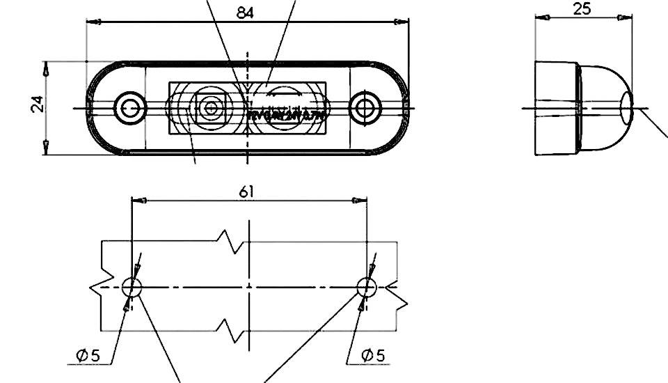 SecoRüt Umriss-Markierungsleuchte Markierungsleuchte seitlich 12 V, 24V Weiß Klarglas