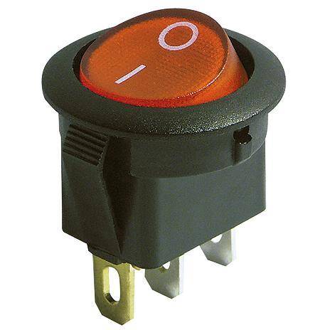 Wippenschalter McPower 3-polig, rote Wippe, beleuchtet, AC 250V / 6,5A, schwarz, EIN/AUS