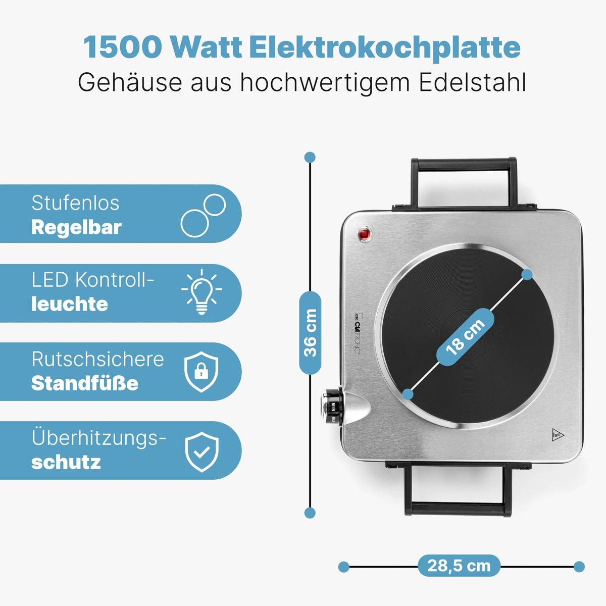 Clatronic EKP 3788 263986 Kochplatte Überhitzungsschutz