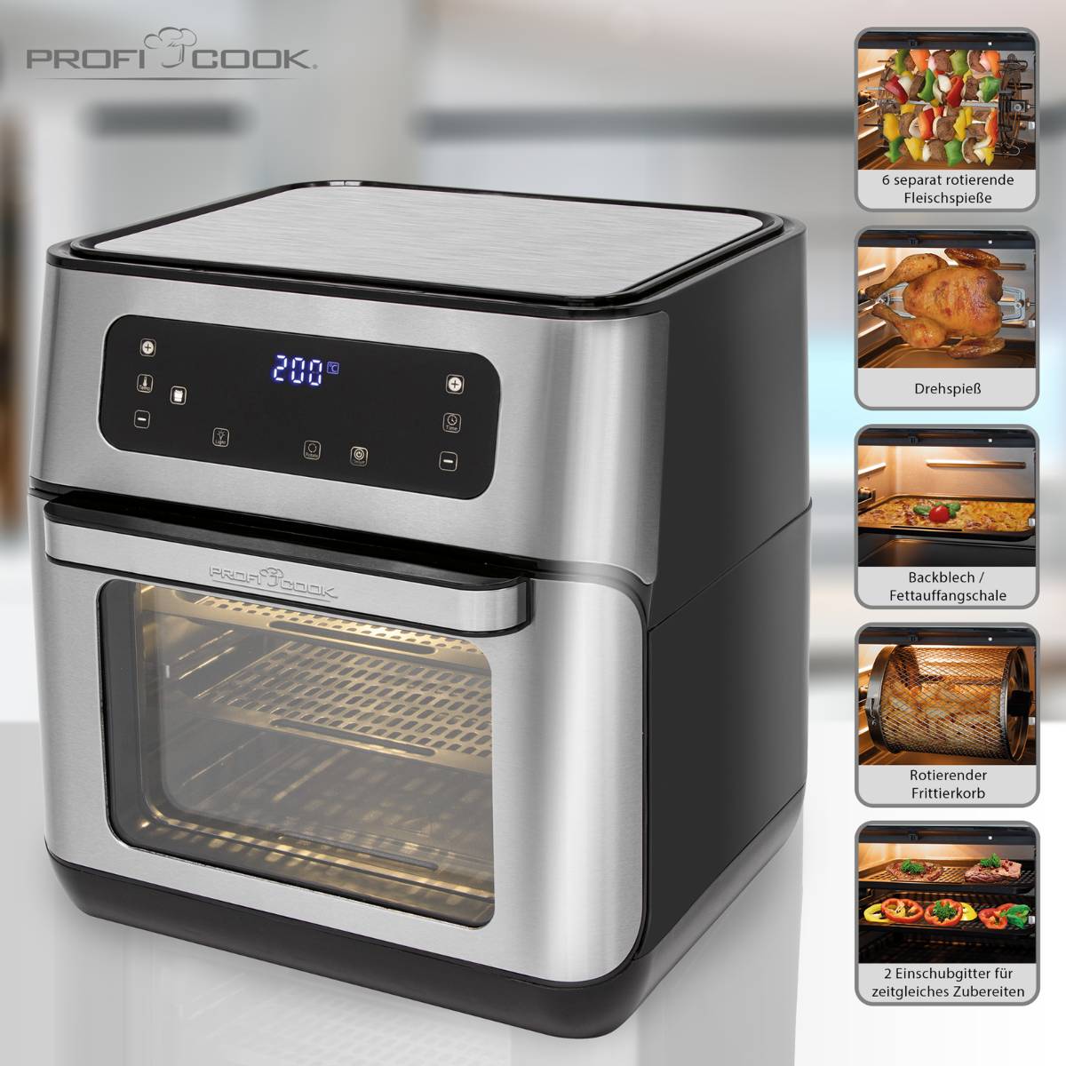 Profi Cook PC-FR 1200 H Heißluft-Fritteuse 11 l 1500 W Schwarz/Edelstahl