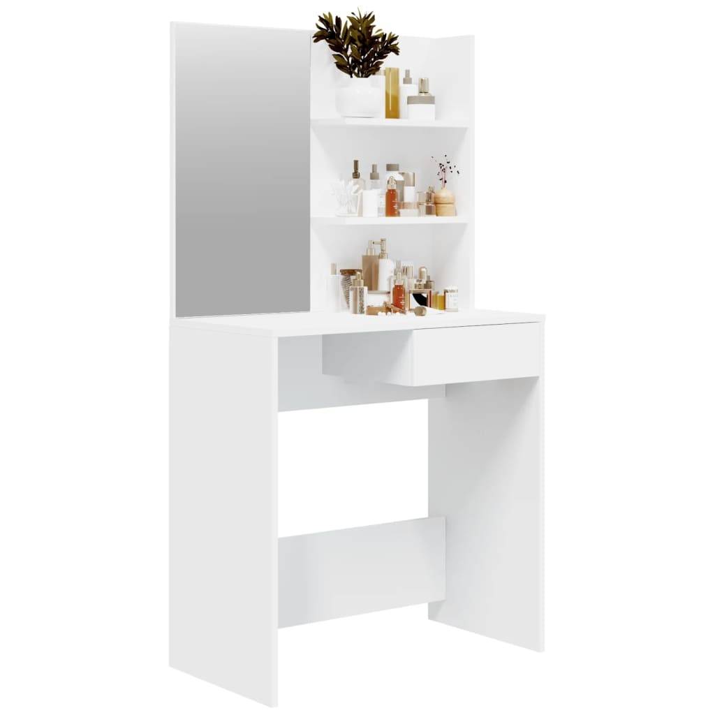 vidaXL Schminktisch mit Spiegel Weiß 74,5x40x141 cm