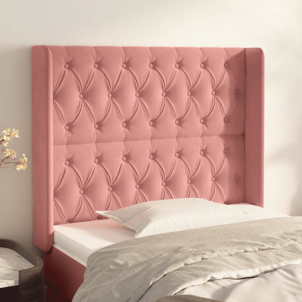 vidaXL Kopfteil mit Ohren Rosa 93x16x118/128 cm Samt