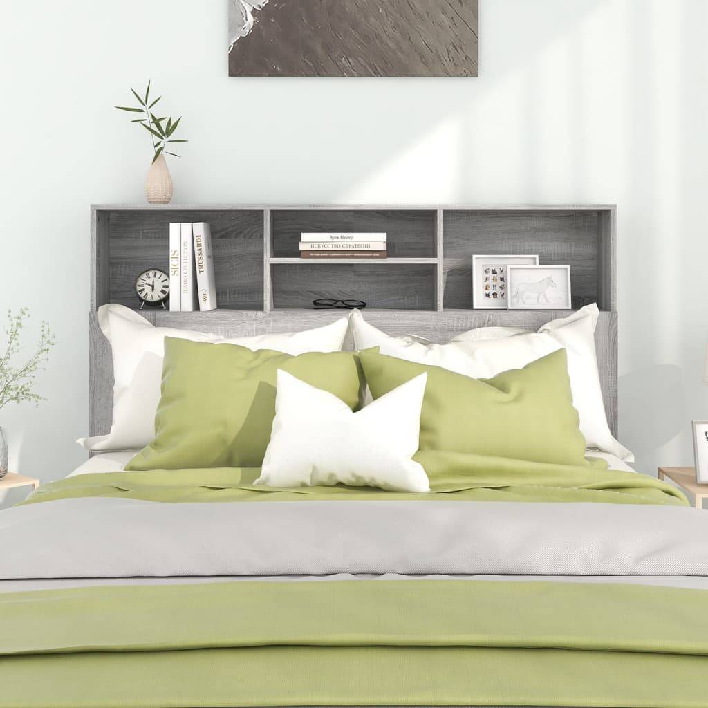vidaXL Kopfteil mit Ablagen Grau Sonoma 140x19x103,5 cm