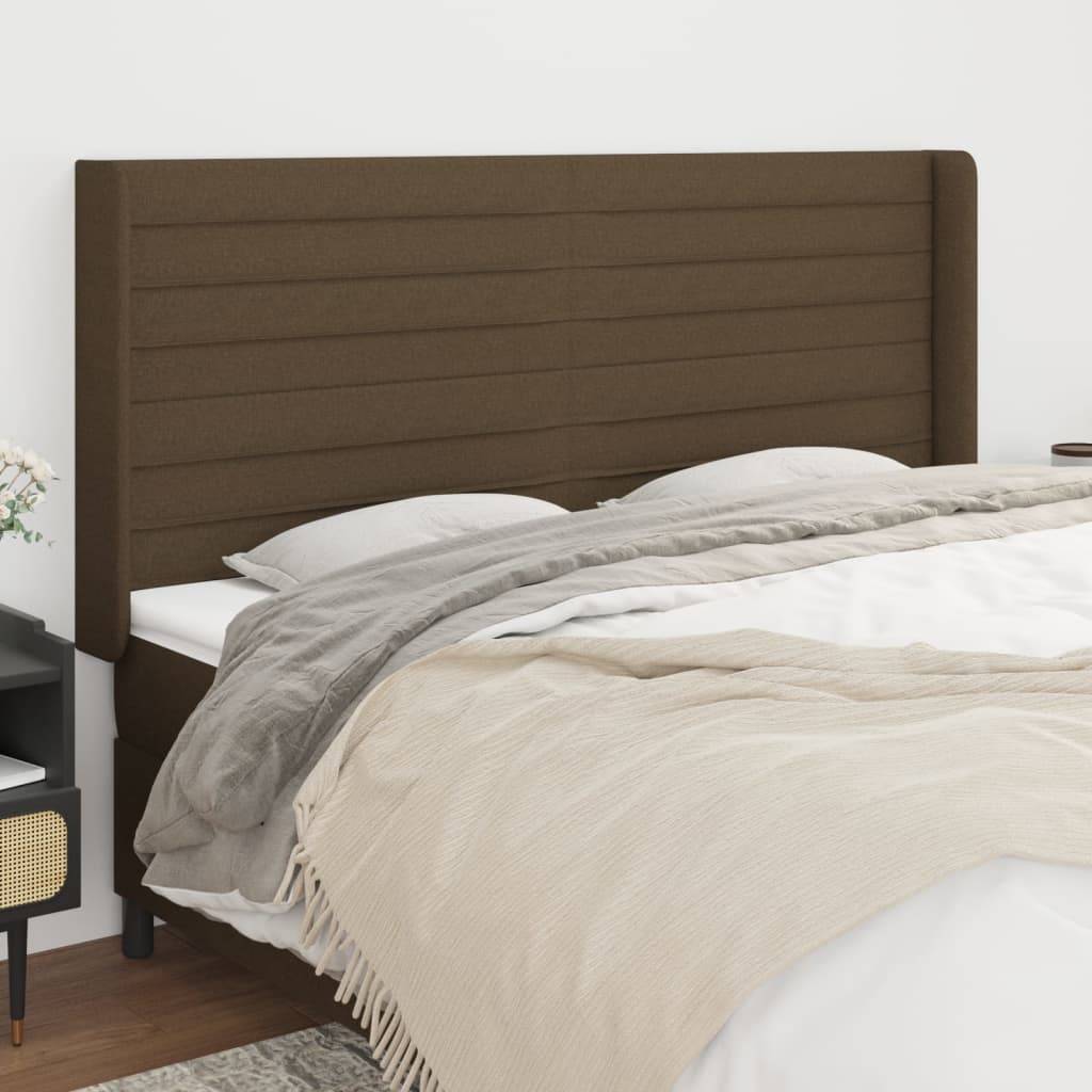 vidaXL Kopfteil mit Ohren Dunkelbraun 183x16x118/128 cm Stoff