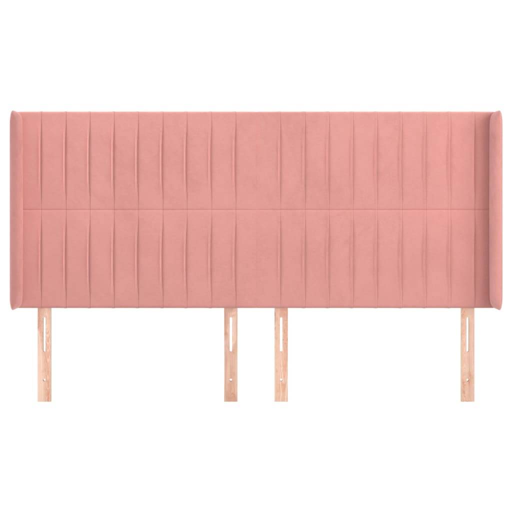 vidaXL Kopfteil mit Ohren Rosa 163x16x118/128 cm Samt