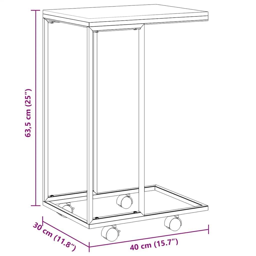 vidaXL Beistelltisch mit Rollen Weiß 40x30x63,5 cm Holzwerkstoff