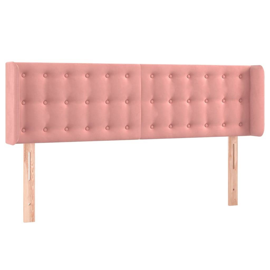 vidaXL Kopfteil mit Ohren Rosa 147x16x78/88 cm Samt