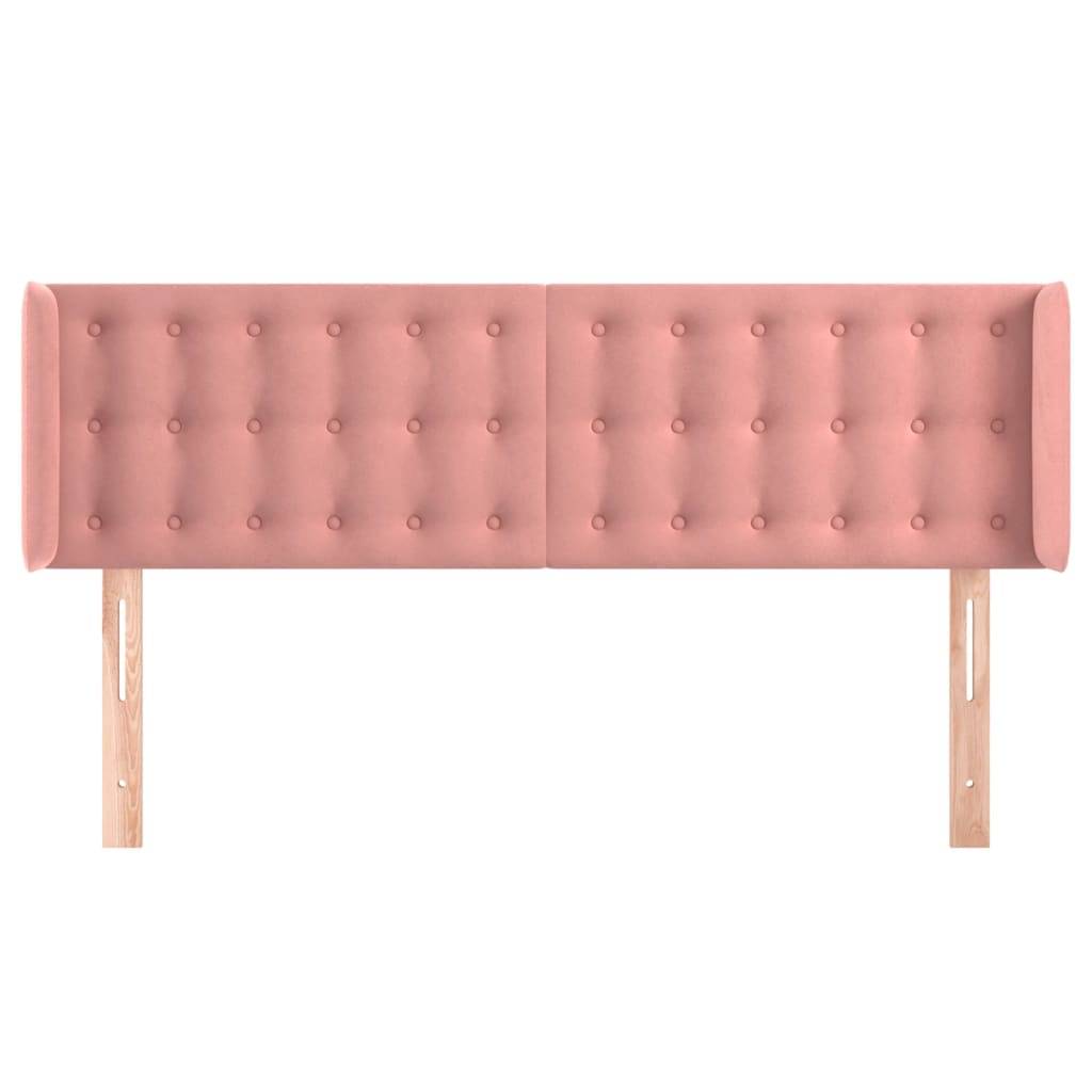 vidaXL Kopfteil mit Ohren Rosa 147x16x78/88 cm Samt
