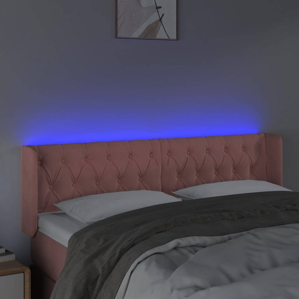 vidaXL LED Kopfteil Rosa 147x16x78/88 cm Samt