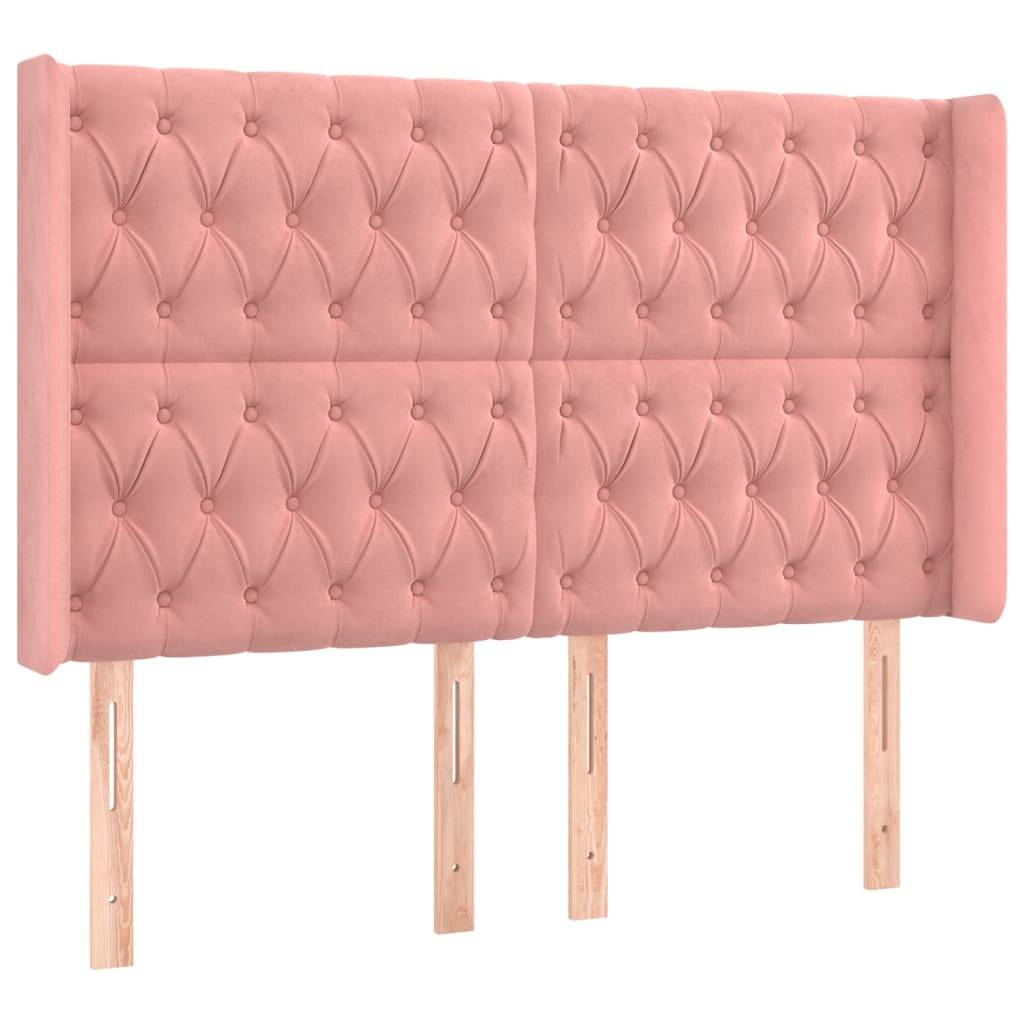 vidaXL Kopfteil mit Ohren Rosa 147x16x118/128 cm Samt
