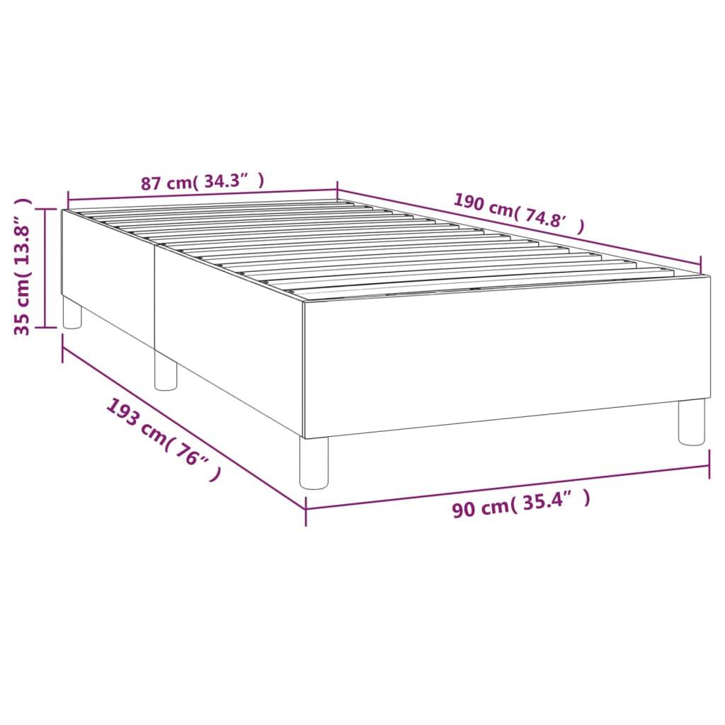 vidaXL Bettgestell ohne Matratze Dunkelbraun 90x190 cm Stoff