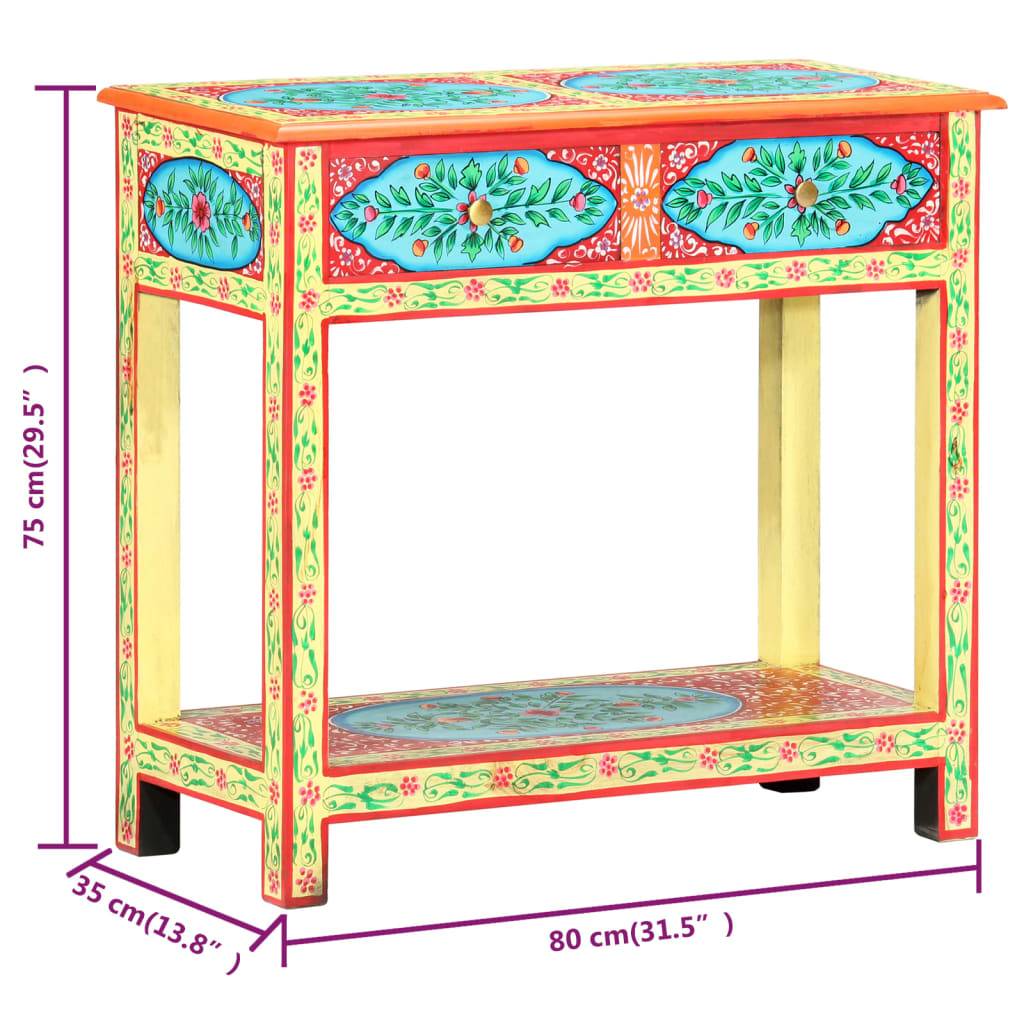 vidaXL Konsolentisch Handbemalt 80×35×75 cm Mango Massivholz