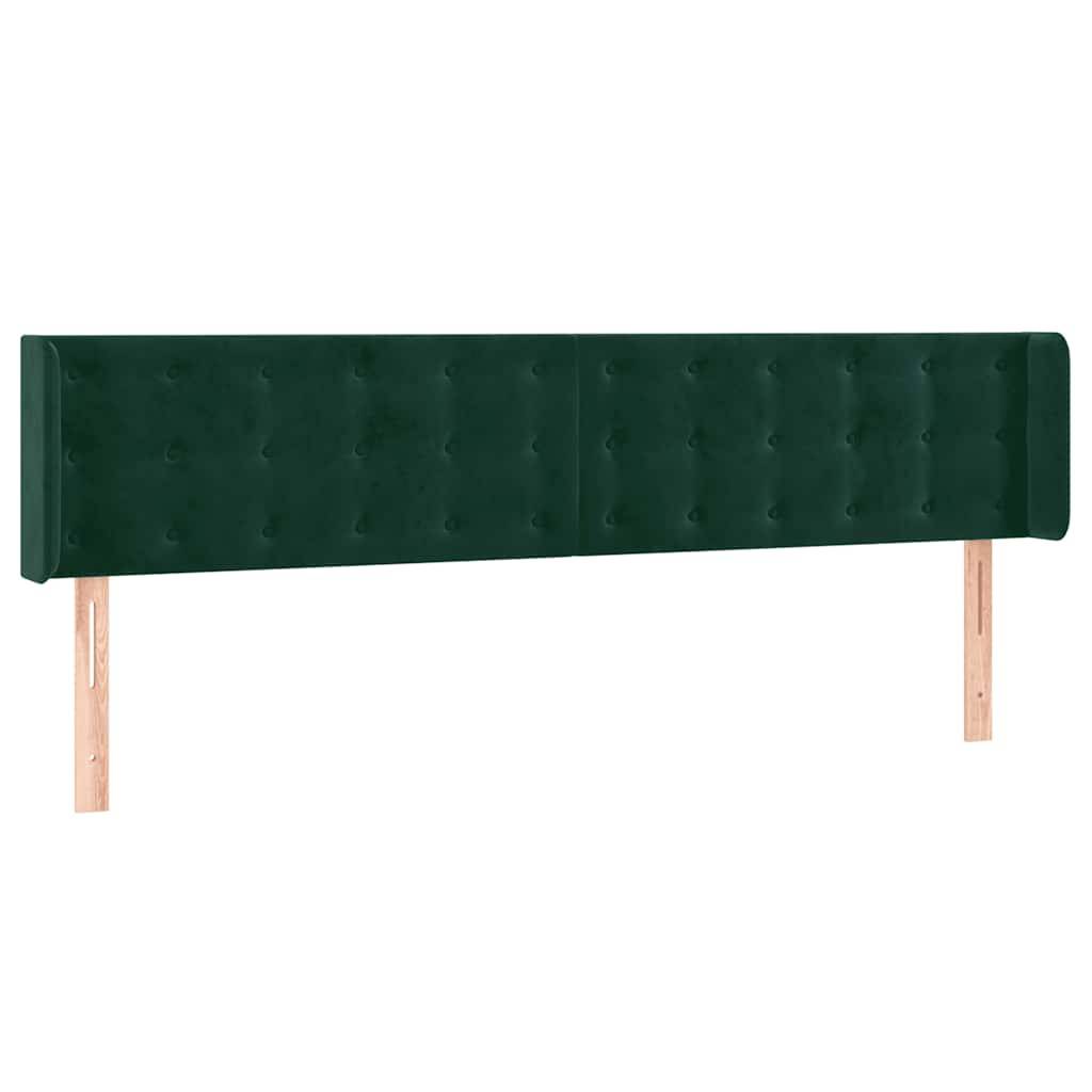 vidaXL LED Kopfteil Dunkelgrün 203x16x78/88 cm Samt