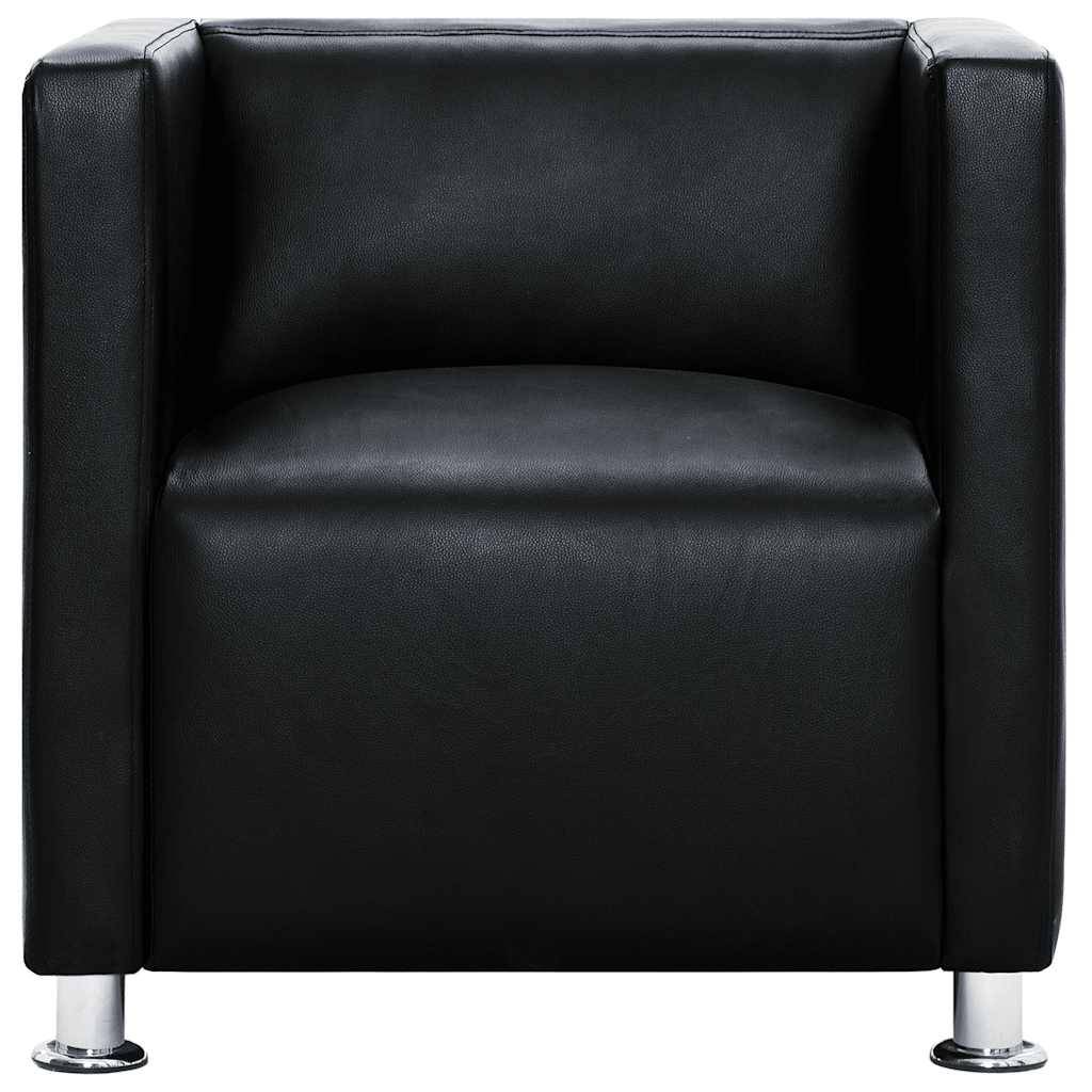 vidaXL Würfel-Sessel Schwarz Kunstleder