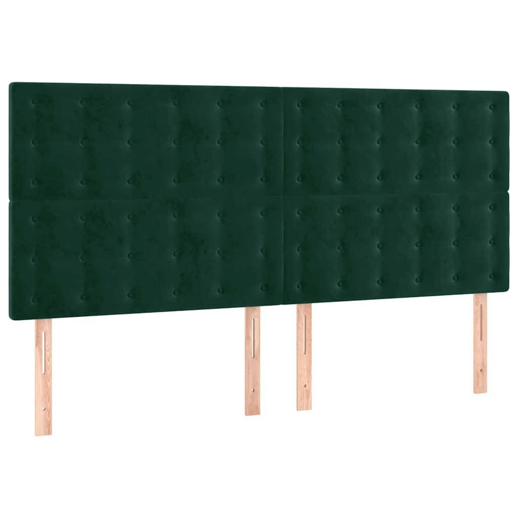 vidaXL LED Kopfteil Dunkelgrün 200x5x118/128 cm Samt