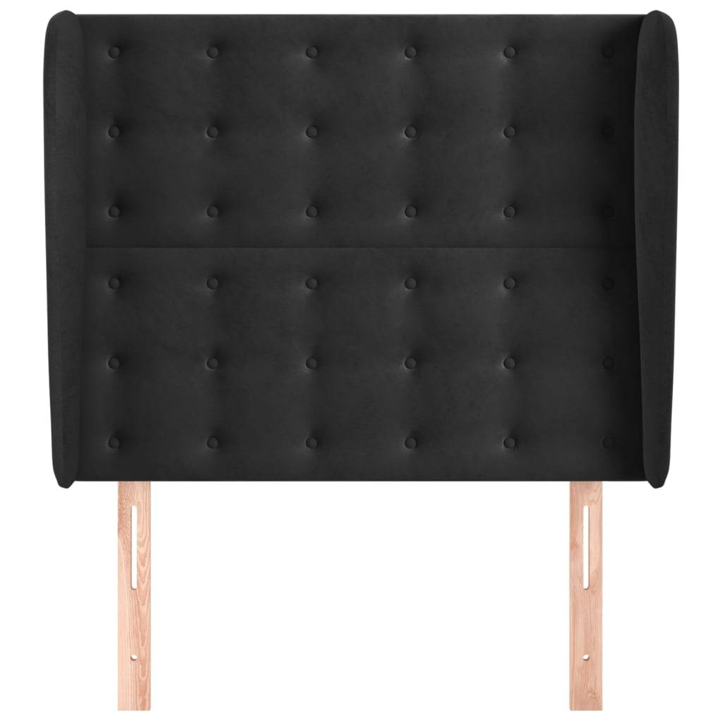 vidaXL Kopfteil mit Ohren Schwarz 93x23x118/128 cm Samt