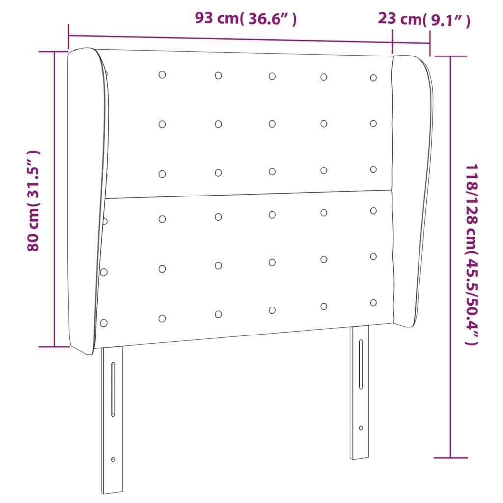 vidaXL Kopfteil mit Ohren Schwarz 93x23x118/128 cm Samt