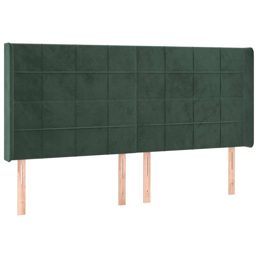 vidaXL Kopfteil mit Ohren Dunkelgrün 183x16x118/128 cm Samt