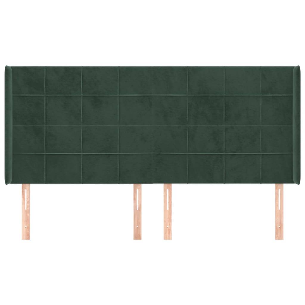 vidaXL Kopfteil mit Ohren Dunkelgrün 183x16x118/128 cm Samt