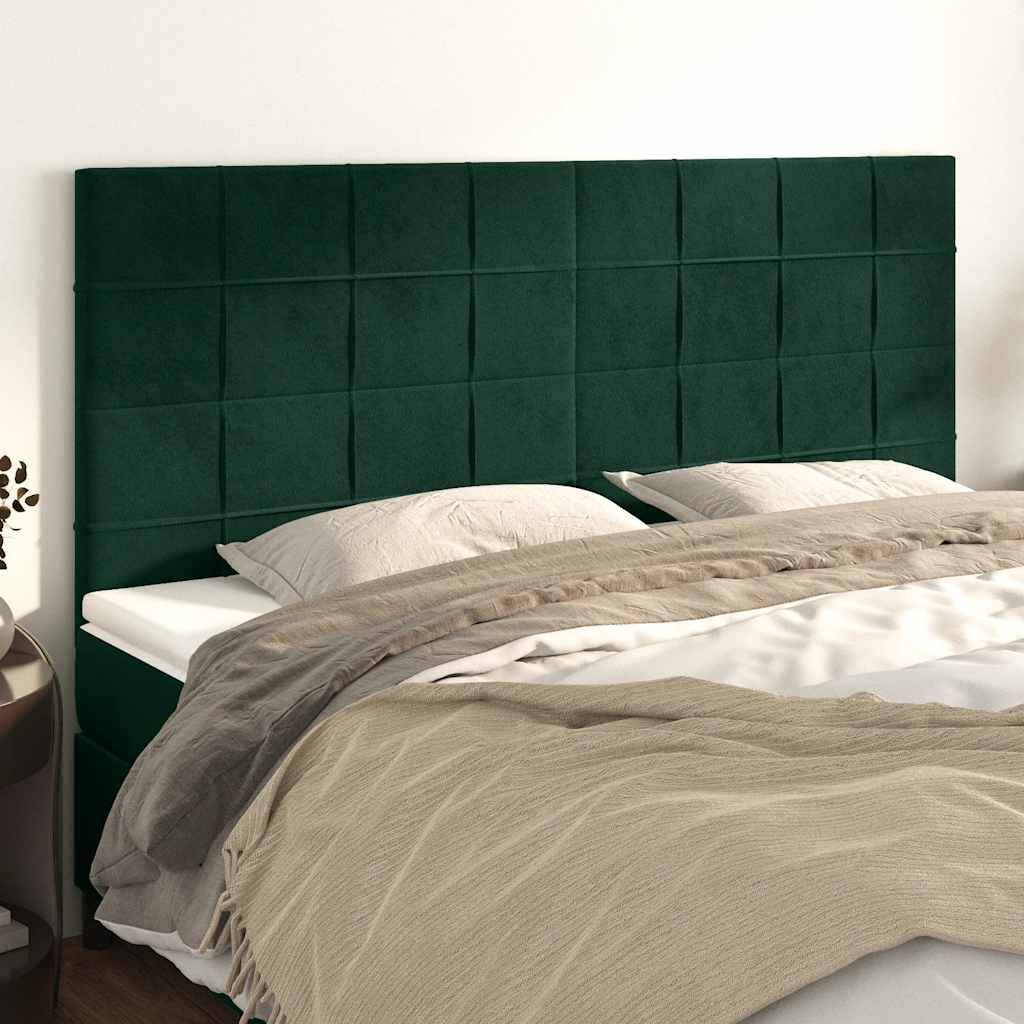 vidaXL Kopfteile 4 Stk. Dunkelgrün 90x5x78/88 cm Samt