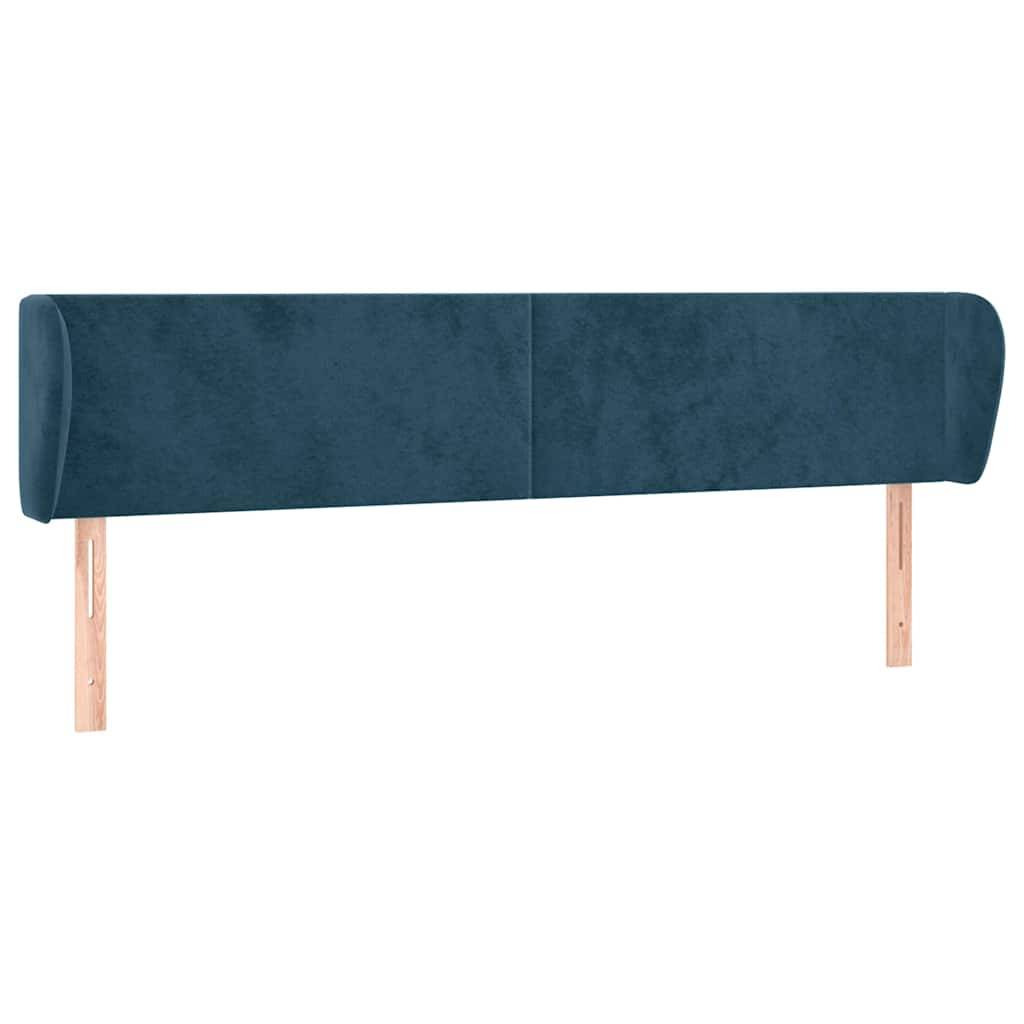 vidaXL Kopfteil mit Ohren Dunkelblau 203x23x78/88 cm Samt