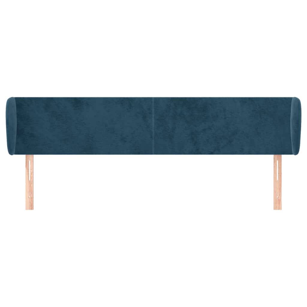 vidaXL Kopfteil mit Ohren Dunkelblau 203x23x78/88 cm Samt