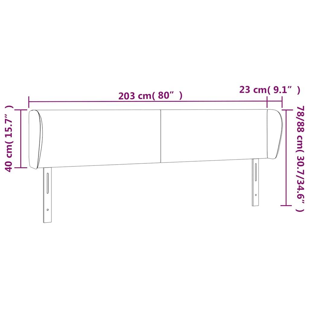 vidaXL Kopfteil mit Ohren Dunkelblau 203x23x78/88 cm Samt