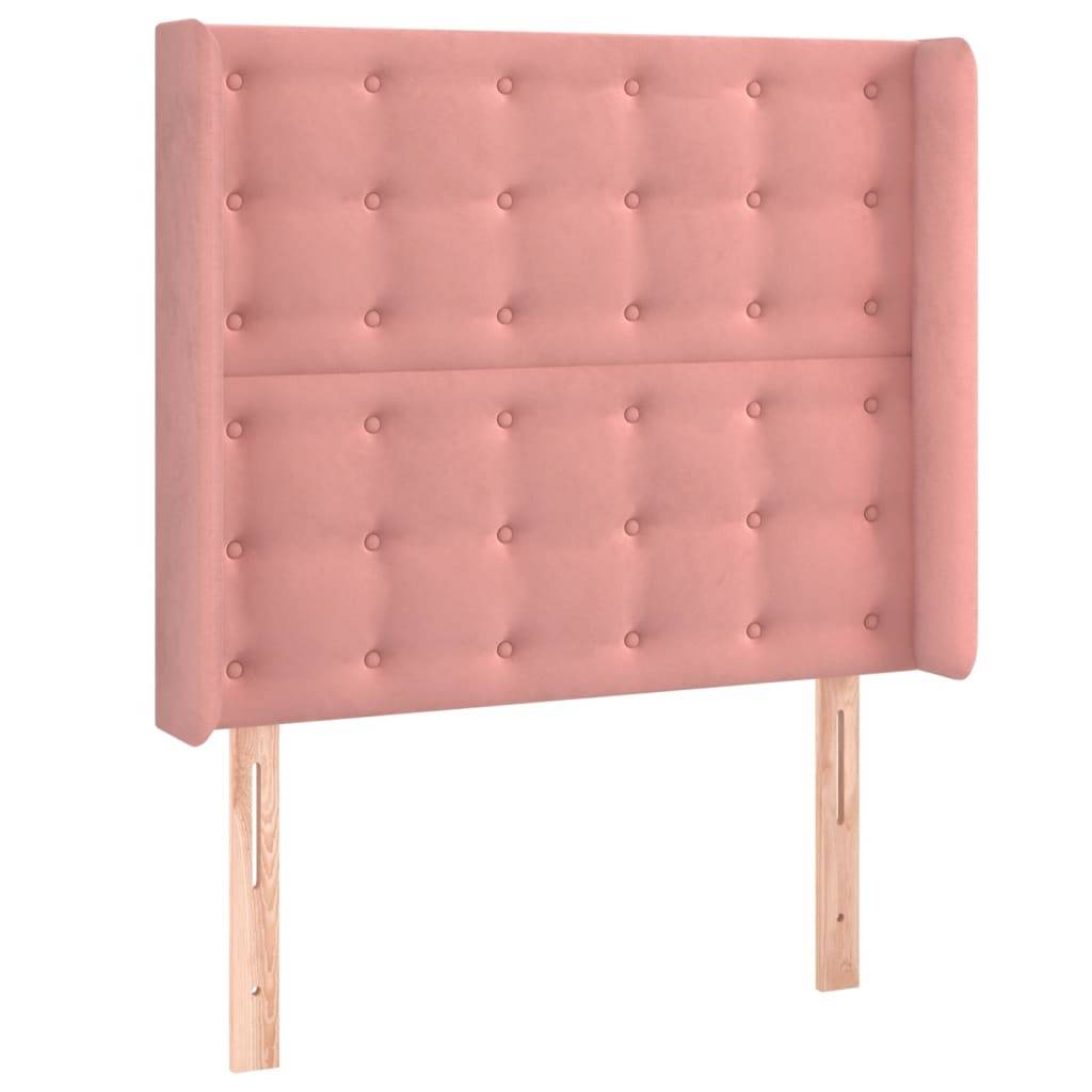 vidaXL Kopfteil mit Ohren Rosa 93x16x118/128 cm Samt