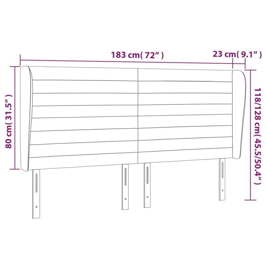vidaXL Kopfteil mit Ohren Dunkelbraun 183x23x118/128 cm Stoff