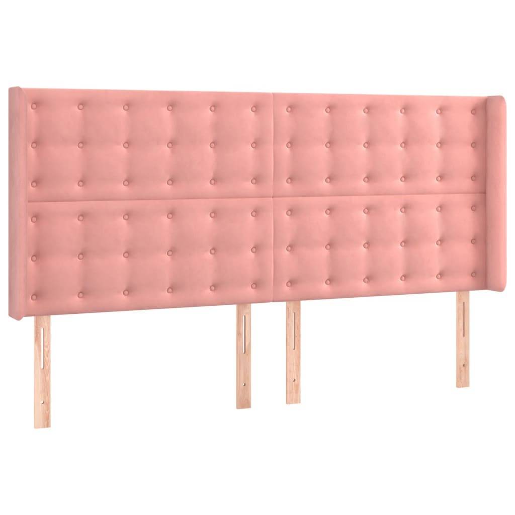 vidaXL LED Kopfteil Rosa 183x16x118/128 cm Samt