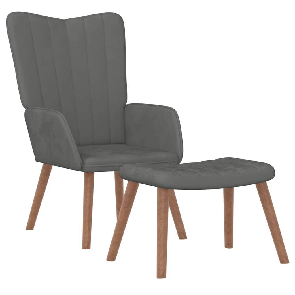 vidaXL Relaxsessel mit Hocker Dunkelgrau Samt